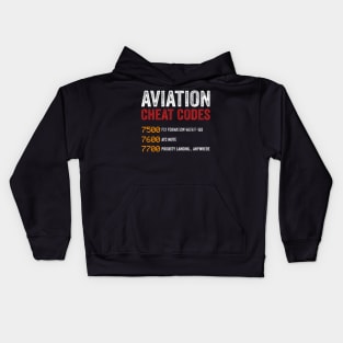 Aviation Cheat Codes Pilot Funny Aviation Lover Kids Hoodie